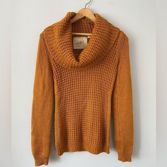 Anthropologie Angel of the North Waffle Knit Cowl Neck Sz. S Wool Mohair Sweater - Picture 7 of 11